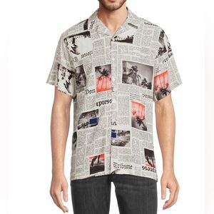 No Boundaries Newspaper Print Short Sleeve Shirt